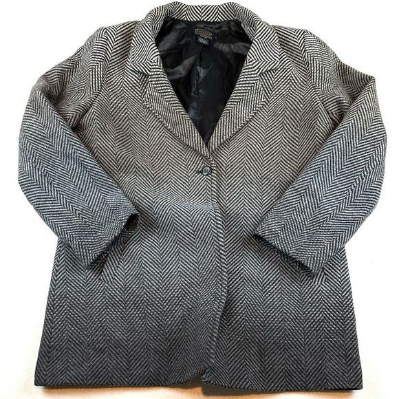 Pendleton Black and Tan Ombre Zig Zag Lamb's Wool Virgin Wool Blend Jacket W 14 - Picture 1 of 11